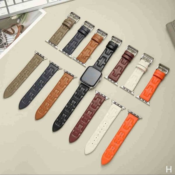 Luxury H Genuine Leather Strap for Apple Watch Ultra 2 Band 49mm 9 8 7 45mm 41mm iWatch Series 6 SE 5 4 44mm 40mm 3 1 38mm 42mm Wristband VUB2