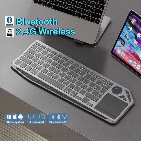 2.4G Wireless with Touchpad Bluetooth Rechargeable Easy Media Control Keyboard for Smart TV iOS iPhone/IPad