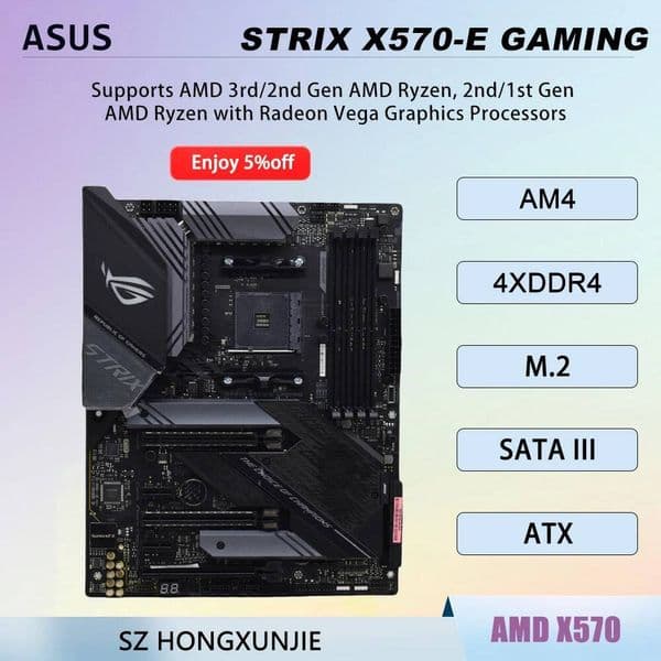 ASUS STRIX X570E GAMING AM4 ATX X570 Motherboard Support Ryzen 975 5950X 5800X 5600 CPU DDR4 WiFi 6 80211ax M2 HDMI