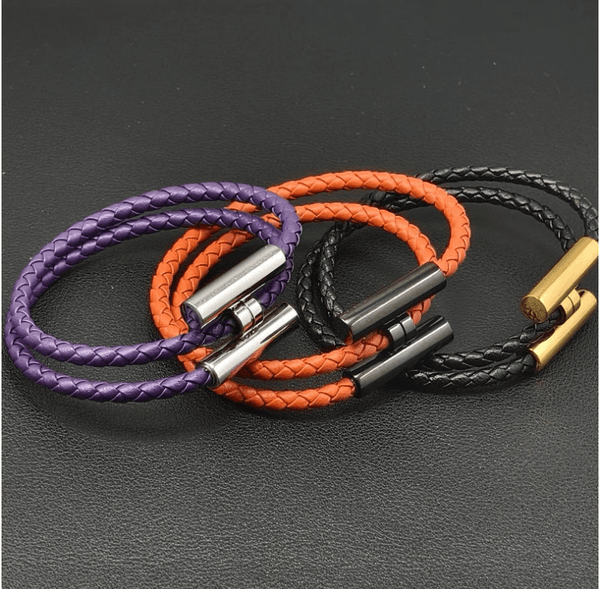Fashion Charm Unisex Orange Wristband Genuine Leather Braided Hand Rope Bracelet Designer Jewelry Bracelets For Elegant Men Women 2025