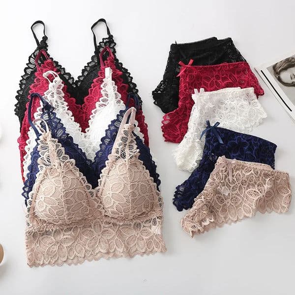 Sexy Lace Women Underwear Set Seamless Wire Free Bra Sets Hollow Out Bra and Panty Sets For Women Embroidery Intimates Lingerie 250917BJ
