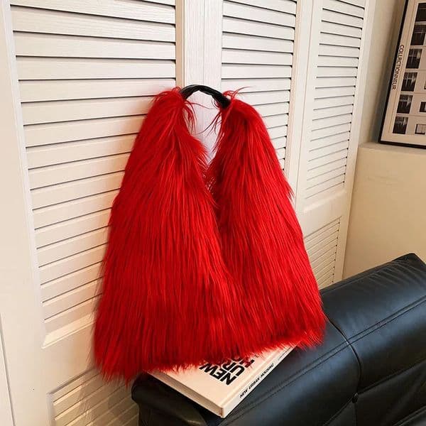 y Faux Fur Tote Shoulder Bags for Women Large Capacity Furry Handbags Y2k Girls Fluffy Bag Winter Plush Underarm Bag 250911BJ