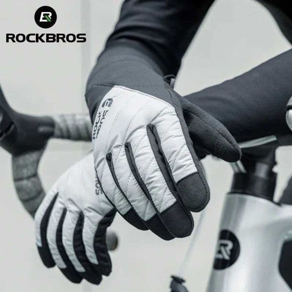 ROCKBROS Bicycle Gloves Breathable Nonslip Cycling Gloves Touch Screen Winter Thermal Warm Full Finger Glove Riding Gloves Z250917