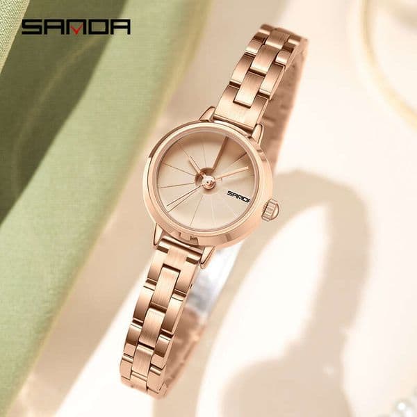 DHgargets Sanda Quartz Women's Watch Simple Creative Leather Compact Casual Mesh Strap Waterproof Student Ladies Wristwatch