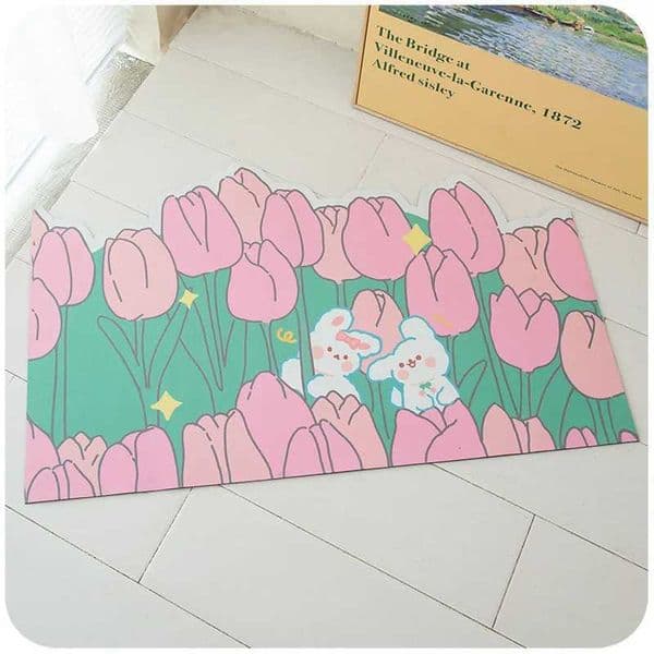 Cute Rabbits Absorbent Bath Mats QuickDry Floor Mats for Bathroom Bathtub with Nonslip Rubber Bottom Small Size Foot Pads Z250917