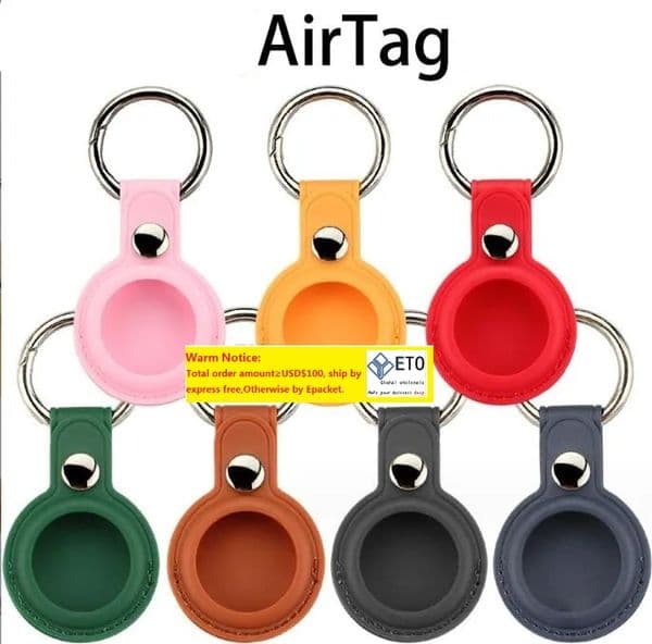 Airtag Case Keychain Leather Air Tag Holder Protective Tracker Case With Loop Key Ring For Apple AirTags LL
