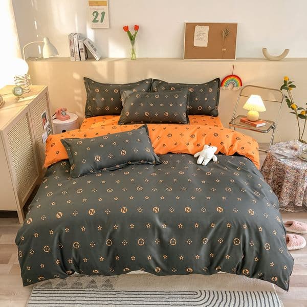 Minimalist High-End Skin-Friendly Aloe Vera Cotton Four-Piece Bedding Set, Single Sheet, Duvet Cover, Student Bunk Bed Dormitory Three-Piece Set