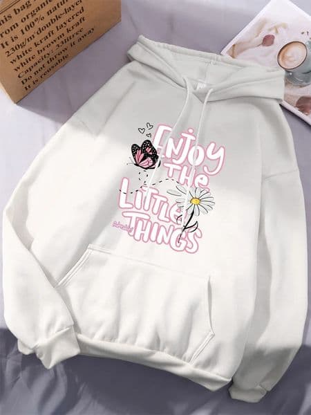 Enjoy The Little Things Printing Hoodies Women Streetshirt Sweatshirts Basics Sporty Tops Winter Fleece Warm Womans Clothing 250916