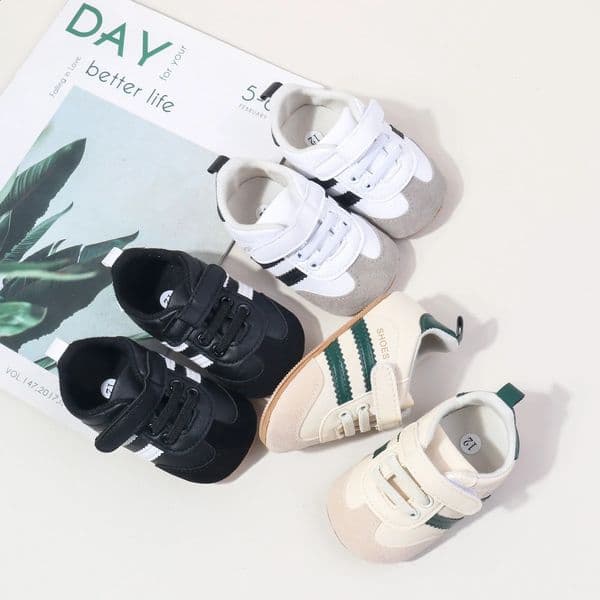 2025 Style Baby Boys And Girls First Walkers Shoes Classic Striped Anti Slip Sole Soft for Toddlers 250916