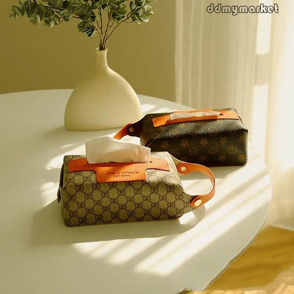 Designer Retro Furniture Tissue Box PU Napkin Holder Desktop Bedroom Coffee Table Paper Drawer Leather Car Universal Organizer Classic Letter ddmymarket