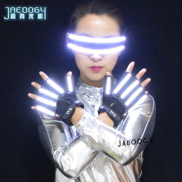 LED Glowing Gloves with Fluorescent Show Creative Personality Halloween Christmas Stage DJ Singer Performing Personality 250917BJ