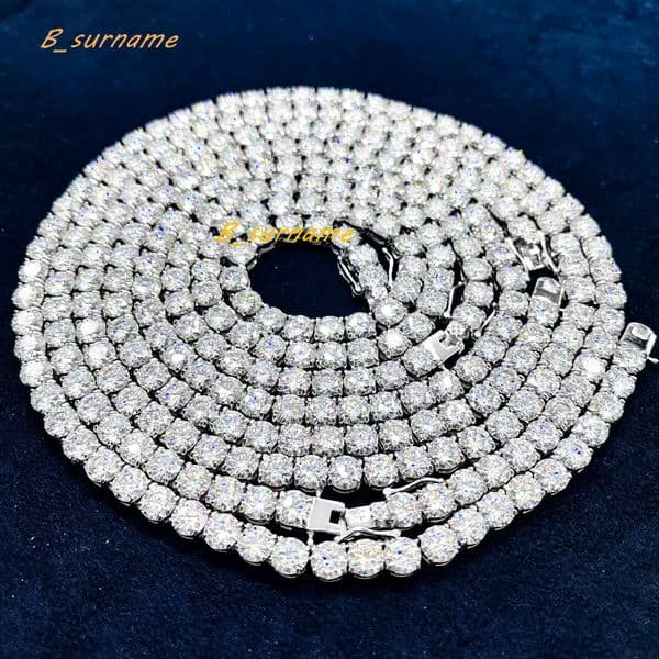 Fine Moissanite Jewelry 65MM With 925 Sterling Silver D Vvs1 Diamond Necklaces Moissanite Tennis Chain Bracelets for Men Women
