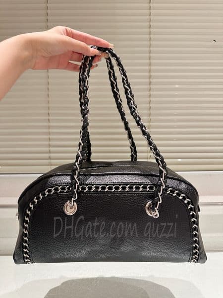 Vintage Cowhide Bowling Bag Designer Womens Shoulder Bag Leather Classic Print Matelasse Chain Hand Crossbody Bag Large Capacity Shopping Bags Underar F0LN#