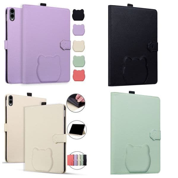 Cute Cat Footprints Leather Wallet Holder Cases For Samsung Galaxy Tab Ultra 14.6inch S8 S9 S7 S11 11inch Lovely Shockproof Soft TPU Flip Cover Kickstand Skin