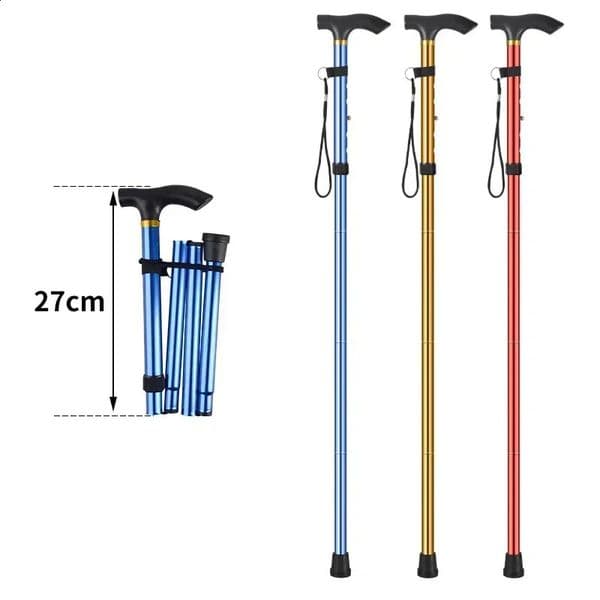 Unisex Aluminum Alloy Folding Cane Hiking Camping Mountaineering Poles Walking Stick Telescopic Baton Trekking Poles 250918BJ