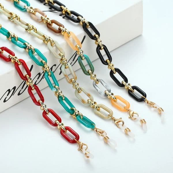 Amber Acrylic Button Chain Eyeglass Glasses Women Antilost Mask Hanging Sunglasses Lanyards Hold Cord Strap Rope Necklace 250918BJ