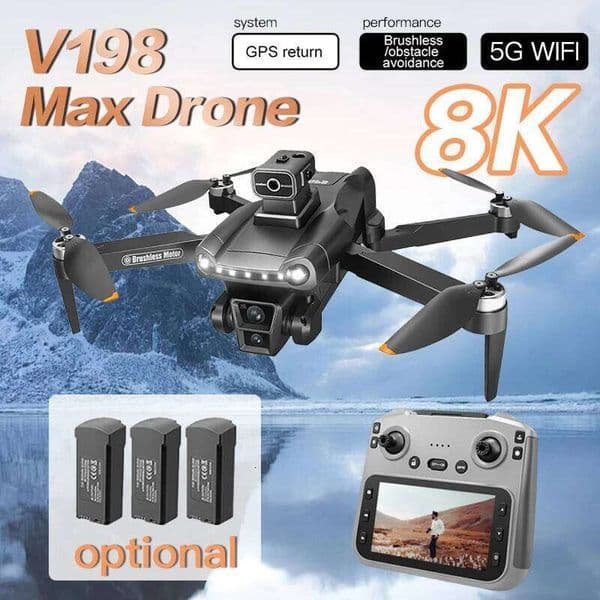 V198 MAX GPS Drone 8K HD Photography Dual Camera Brushless Quadrotor Laser Obstacle Avoidance Aerial Optical Drone With 4K Camera