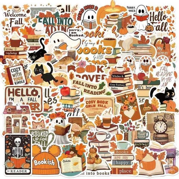 103050PCS Kawaii Autumn Reading PVC Sticker Aesthetic Colored Decoration Scrapbooking Hand Accounting Supplies for Kids C250918