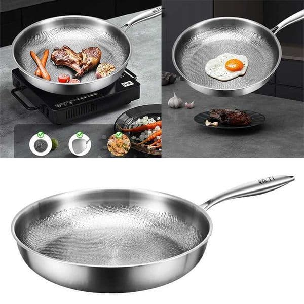 2025 New German e Titanium Kitchen Pans 262830cm Nonstick Pan Uncoated Fish Scale Hammer Pattern Steak Kitchen Cookware S2598 Y260522