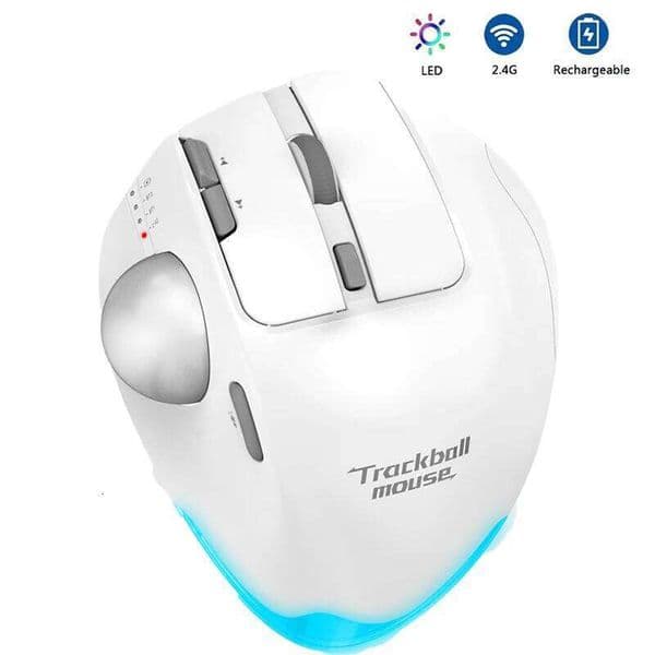 Ergonomic 2.4G Dual Model Rechargeable Wirelss 7 Keys Programmable Silent Trackball Mouse For Laptop/Desktop