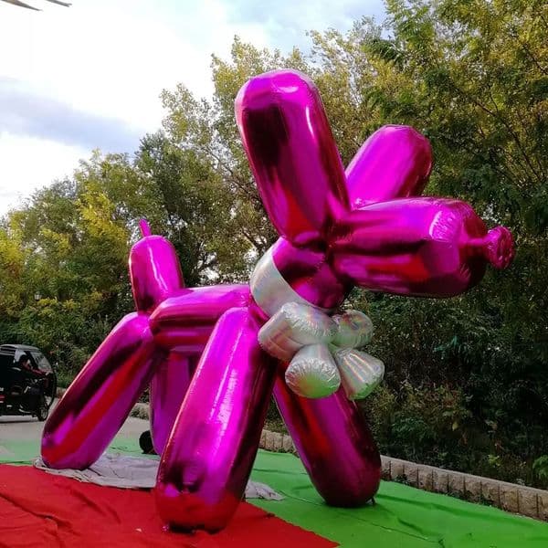 Christmas Purple Color Disco Balls Inflatable Walking Dog / Reflective Material Inflated Animal Toys