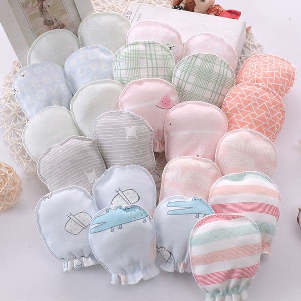 5 pairslot born Baby Mittens Cotton Cartoon Soft Boys Girls Resuable Gloves 03M Girl Boy Head 250918