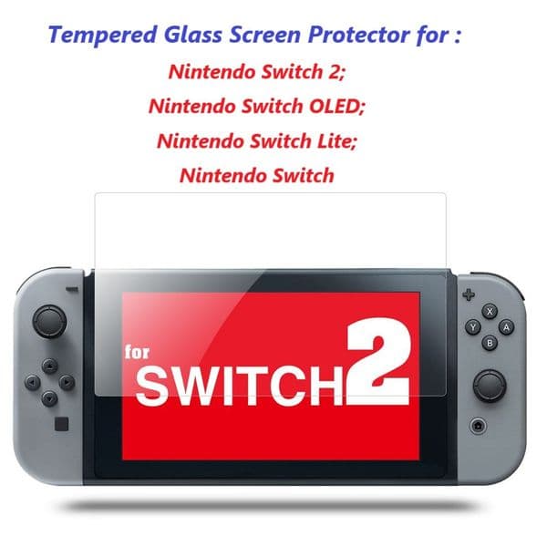 For Nintendo Switch 2 Screen Protector Transparent Tempered Glass Film Compatible with Switch OLED Arc Edge Glass Protector for NS Nintendo Switch Lite Accessories