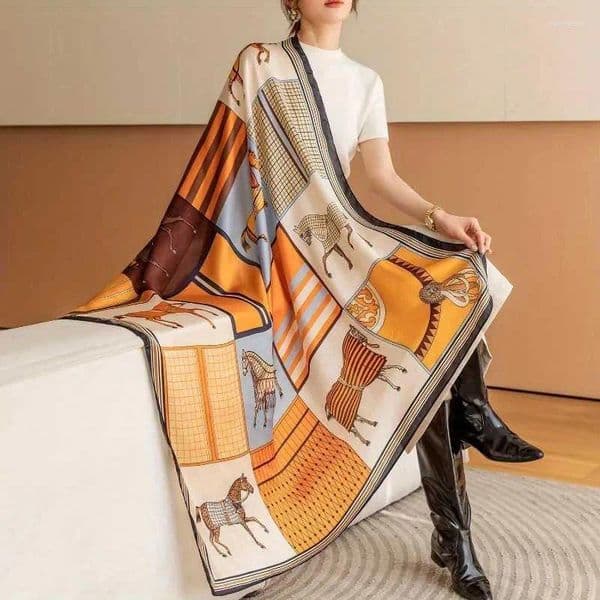 Blankets Luxury Silk Shawl Square Scarf For Women Satin Fashion Wraps Neckerchief Or Blanket Female Hair Bands Ribbon Headband Bandana Pareo