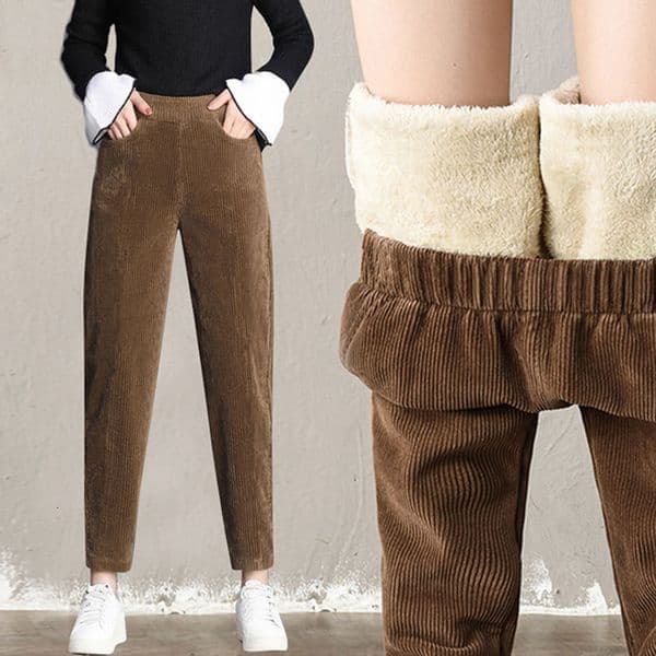 Plush Thick Casual Pants Womens Corduroy Warm Autumn Winter Leggings High Waist Harem Trousers Women 250919BJ