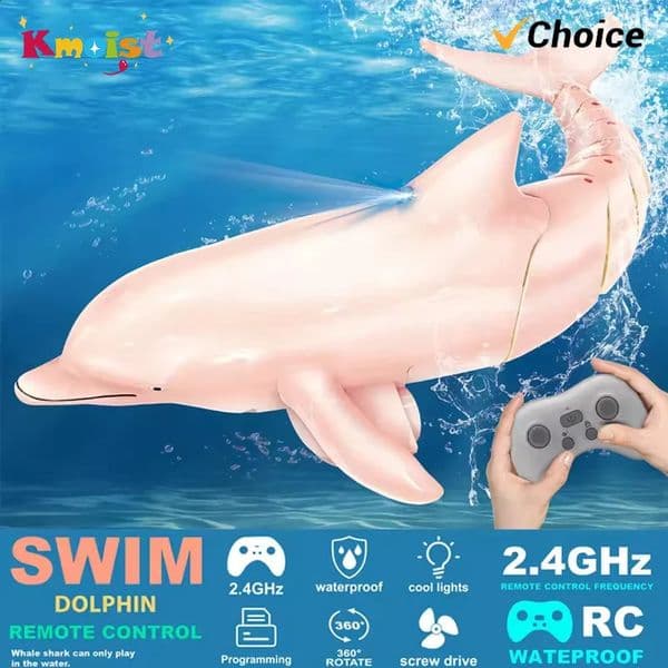 24G Rc Dolphin Fish Toy Light Water Pool Electric Waterproof Remote Control Swimming Animal Toys for Boys Kids Christmas Gift250918BJ