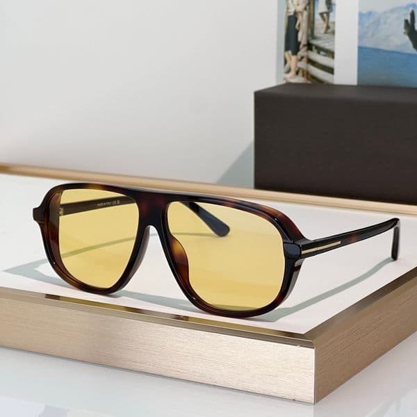 Vintage Pilot Sunglasses Havana Frame Yellow Lens 1208 Designer Sunglasses UV400 Protection Eye Wear Luxury Summer Shades Unisex