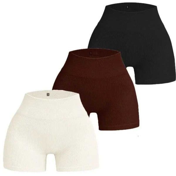 Seamless Threaded High Waisted Hip Lifting Fitness Yoga ShortsXJ250919