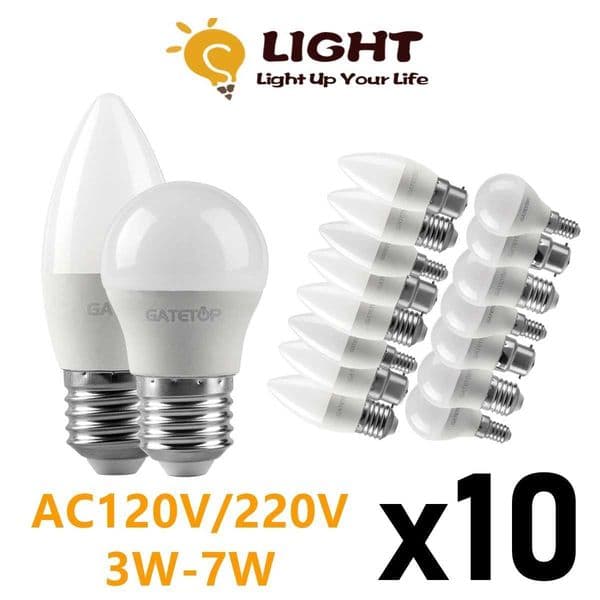 10PCS LED Bulbs Energyefficient G45 C37 E14 E27 3W7W AC230V AC110V 3000K4000K6000K Led Golf Bulb Lamp For Home Decoration X250920