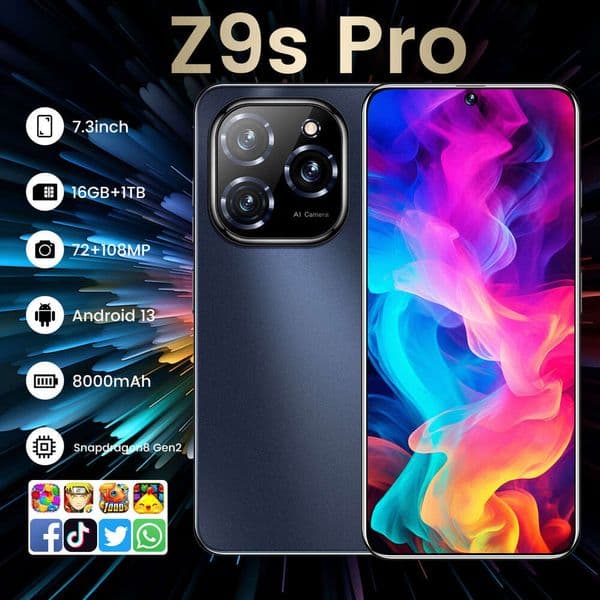 New Z9s Pro HOT 16G+1T Phone Pro 7.3HD Global Edition 2025 Original Smart Dual Card 6800mAh Battery Android 13 Facial Recognition Function