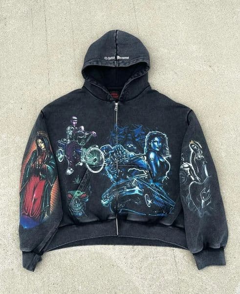 Harajuku HUSTL3RS DIARY Oversized Zip Up Hoodie Streetwear Tops Sweatshirt Y2k Clothes Grunge Hoodies Women Men Clothing 250919BJ