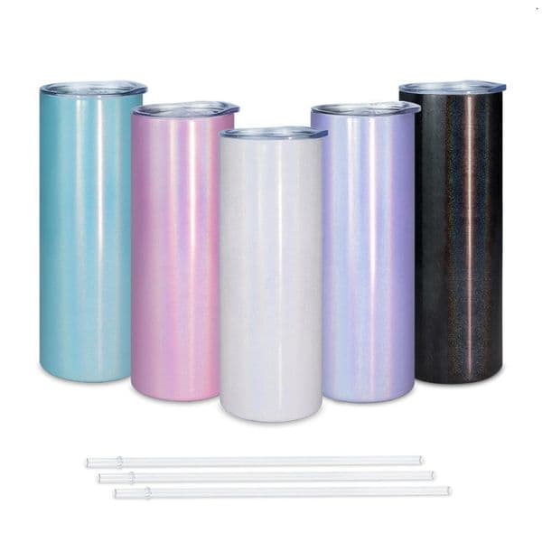 USA Glitter Mugs Stainless Steel Double Wall 20 Oz Cups Holographic Glitter Sublimation Tumbler