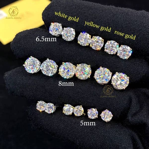 RTS 925 Sterling Silver Moissanite Earrings Fine Jewelry D Color Diamond 5mm 65mm 8mm Screw Back Stud Earrings for Men Women