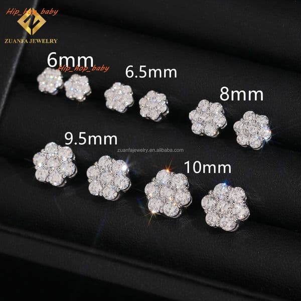 IGI Certificate Full Size Iced Out 925 Sterling Silver Lab Grown Diamond HPHT Honey Comb Setting Luxury Stud Earrings Screw Back