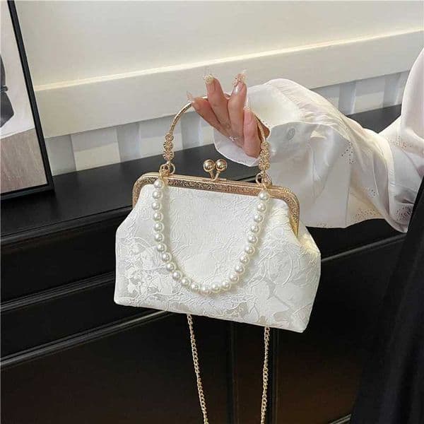 Vintage Classic Lace Bag pearl Evening Bags Wedding Shell Lock Bags Women Shoulder Crossbody Bag Chain Womens Handbags PursesW250920