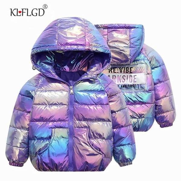 28y Childrens clothing autumn thickened down cotton female jacket baby warm jacket children outdoor bright noodles childrens X250920