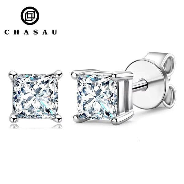Passed Diamond Test 45mm 04ct Moissanite 925 Sterling Silver Square Tiny Stud Earrings for Girls Daily Wear Jewelry