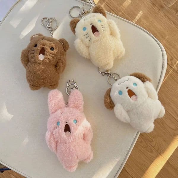 Rabbit Shouting Bear Children Gift Shouting Dog Bag Decoration Plush Pendant Keychain Backpack Charms Stuff Plush Toy 250919BJ