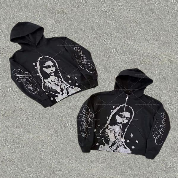 American Y2k Hiphop Retro Printing Hoodie streetwear Gothic Man Clothing Punk Casual Zip Up Harajuku coat Oversized hoodies 250920BJ
