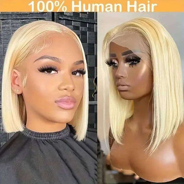 613 Blonde 13X4 Front Wigs Human Hair Pre Plucked Transparent 180% Density Lace Frontal Bob Wig M250921