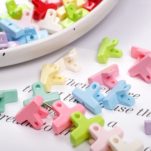 Colorful Acrylic Clip Shape Spacer Beads For Keychain Bracelet Necklace Jewelry Making Accessories