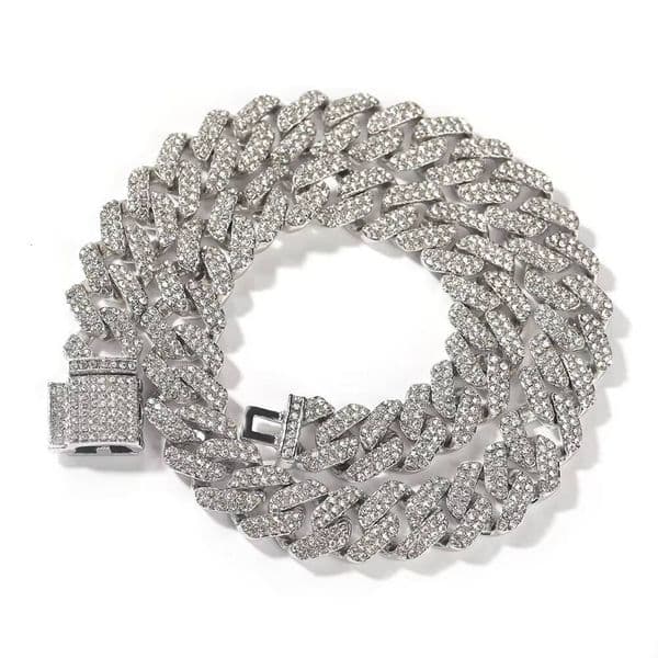 Hip Hop Jewelry Making Accessories Iced Out 14MM Cuban Link Chain Gold Silver Mens Women Tarnish Free Necklace