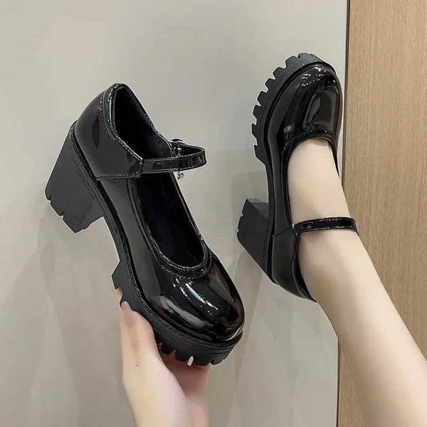 Japanese Style Marys Single Shoes Womens Thick Bottom Preppy Style 2023 Autumn New OneRow Buckle Cake Bottom Coarse Heel Smal W250922