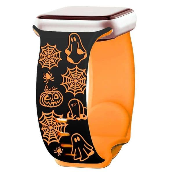 Suitable for Apple iWatch 8 Butterfly Buckle Engraved Silicone Watch Band Halloween Ghost
