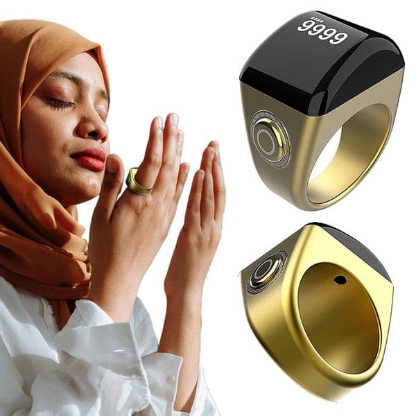 Smart Tasbih Tally Digital Counter For Muslims Tasbeeh Zikr Ring 5 Prayer Time Vibration Reminder Waterproof