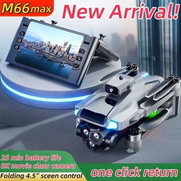 M66 New Folding Drone 4,5" Screen 25 Min Battery 8K Movie Camera Optical Flow Position Aircrafting Obstacle Avoidance Brushless drone with 4k camera